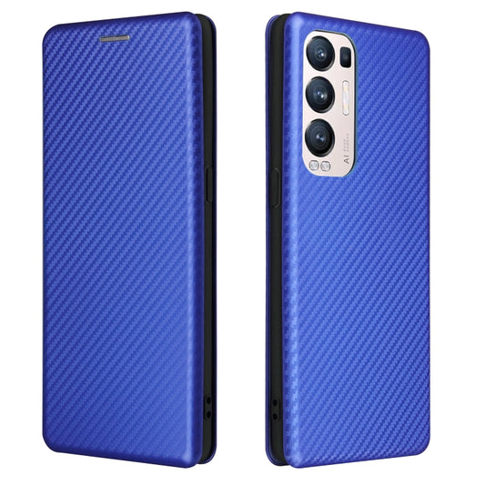 For OPPO Find X3 Neo Carbon Fiber Texture Horizontal Flip TPU + PC + PU Leather Case with Card Slot(Blue) by buy2fix