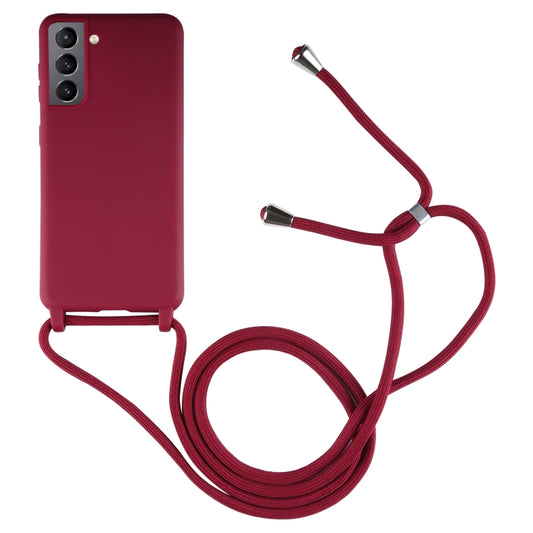 For Samsung Galaxy S21 5G Candy Colors TPU Protective Case with Lanyard(Red) by buy2fix
