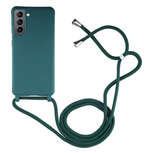 For Samsung Galaxy S21 5G Candy Colors TPU Protective Case with Lanyard(Dark Green) - Galaxy S21 5G Cases by buy2fix | Online Shopping UK | buy2fix