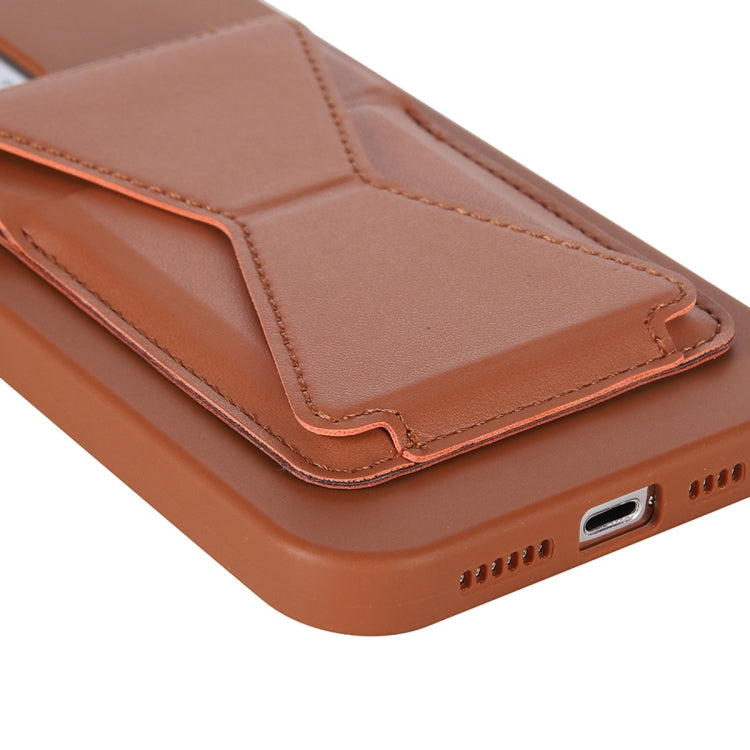 Magsafing Magnetic Folding Stand Leather Wallet Snap-On Card Holder Case Bag for iPhone 12 mini, iPhone 12, iPhone 12 Pro, iPhone 12 Pro Max(Brown) - iPhone 12 Pro Max Cases by buy2fix | Online Shopping UK | buy2fix