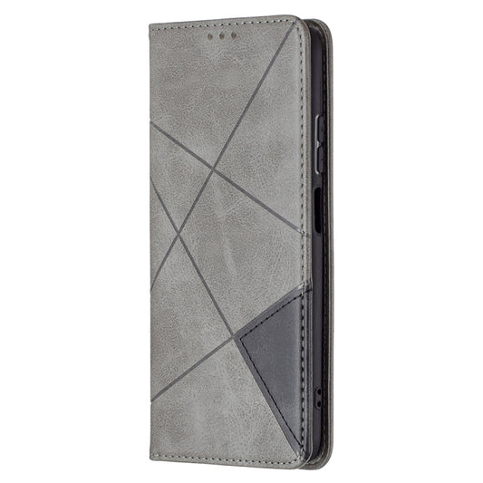 For Xiaomi Redmi Note 10 4G / Note 10s Rhombus Texture Horizontal Flip Magnetic Leather Case with Holder & Card Slots(Grey) by buy2fix