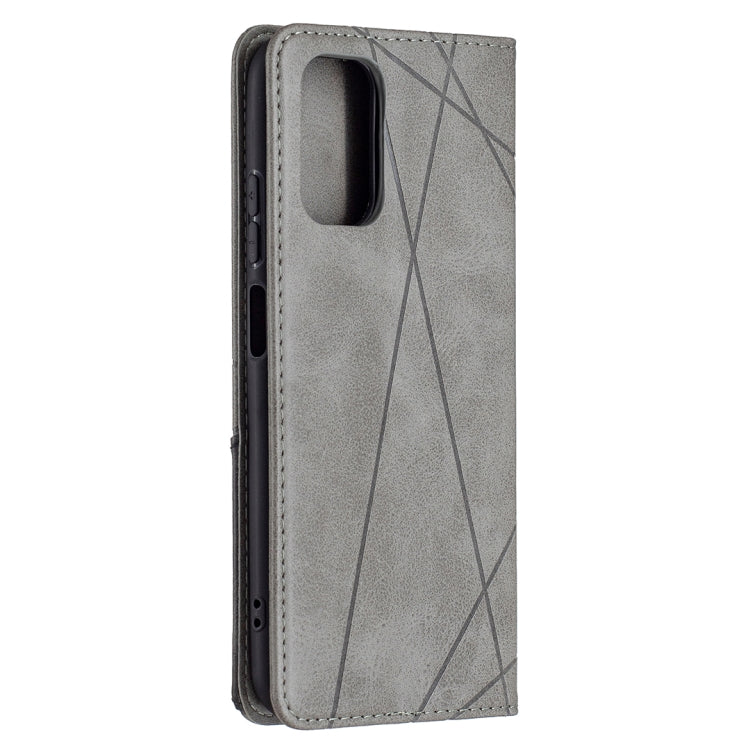 For Xiaomi Redmi Note 10 4G / Note 10s Rhombus Texture Horizontal Flip Magnetic Leather Case with Holder & Card Slots(Grey) - Xiaomi Cases by buy2fix | Online Shopping UK | buy2fix