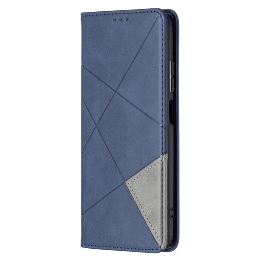 For Xiaomi Redmi Note 10 4G / Note 10s Rhombus Texture Horizontal Flip Magnetic Leather Case with Holder & Card Slots(Blue) by buy2fix