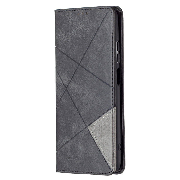 For Xiaomi Redmi Note 10 4G / Note 10s Rhombus Texture Horizontal Flip Magnetic Leather Case with Holder & Card Slots(Black) - Xiaomi Cases by buy2fix | Online Shopping UK | buy2fix