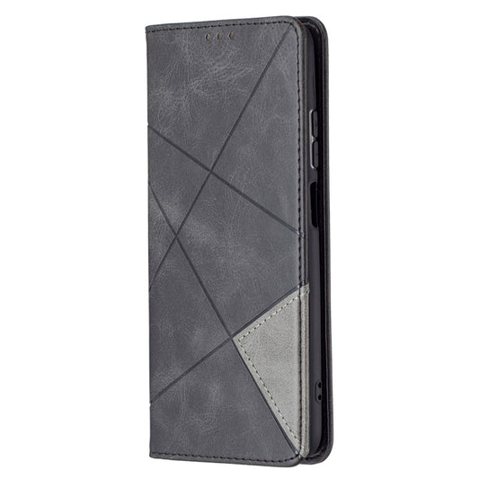 For Xiaomi Redmi Note 10 4G / Note 10s Rhombus Texture Horizontal Flip Magnetic Leather Case with Holder & Card Slots(Black) by buy2fix
