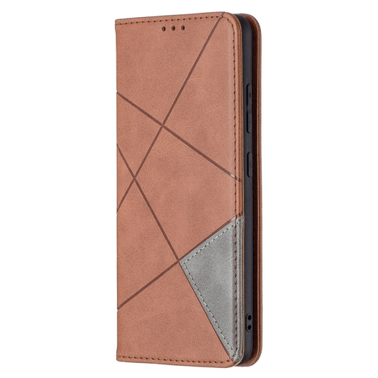 For Samsung Galaxy A32 4G Rhombus Texture Horizontal Flip Magnetic Leather Case with Holder & Card Slots(Brown) by buy2fix