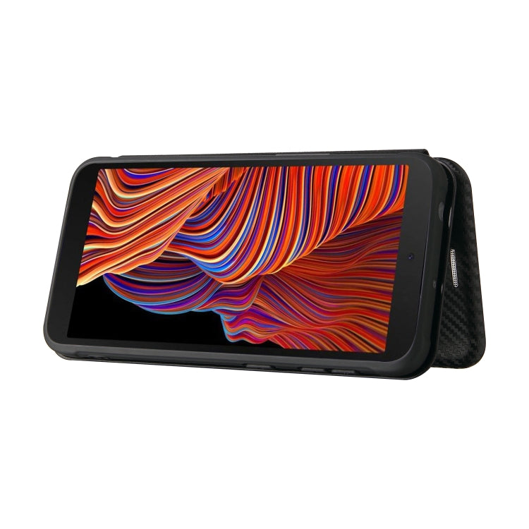 For Samsung Galaxy Xcover 5 Carbon Fiber Texture Horizontal Flip TPU + PC + PU Leather Case with Card Slot(Black) - Galaxy Phone Cases by buy2fix | Online Shopping UK | buy2fix