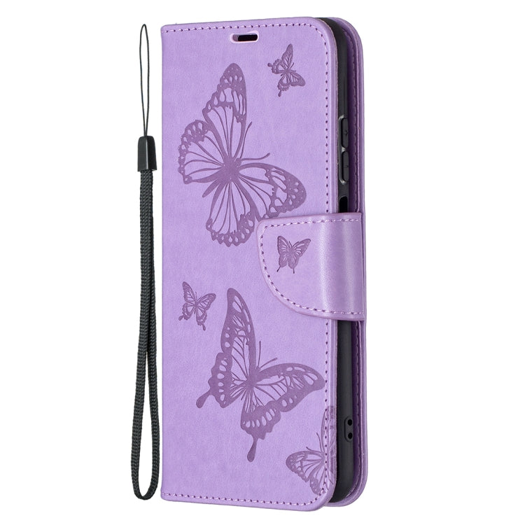 For Xiaomi Redmi Note 10 4G/Note 10s Two Butterflies Embossing Pattern Horizontal Flip Leather Case with Holder & Card Slot & Wallet & Lanyard(Purple) - Xiaomi Cases by buy2fix | Online Shopping UK | buy2fix