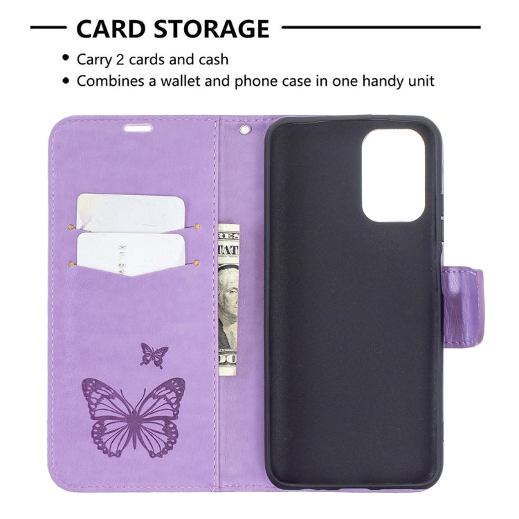 For Xiaomi Redmi Note 10 4G/Note 10s Two Butterflies Embossing Pattern Horizontal Flip Leather Case with Holder & Card Slot & Wallet & Lanyard(Purple) - Xiaomi Cases by buy2fix | Online Shopping UK | buy2fix