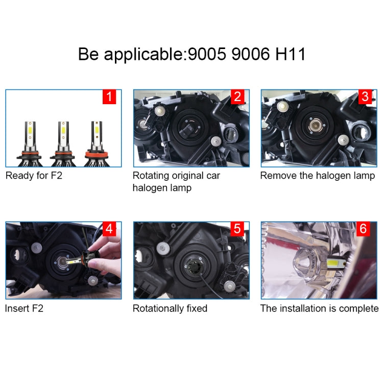 F2 H8 / H9 / H11 2 PCS DC9-36V / 25W / 6000K / 2500LM IP68 Waterproof Car LED Headlight(Cold White Light) - LED Headlamps by buy2fix | Online Shopping UK | buy2fix