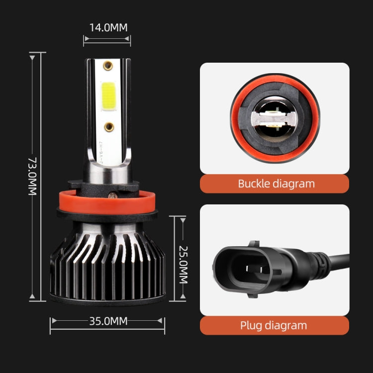 F2 H8 / H9 / H11 2 PCS DC9-36V / 25W / 6000K / 2500LM IP68 Waterproof Car LED Headlight(Cold White Light) - LED Headlamps by buy2fix | Online Shopping UK | buy2fix