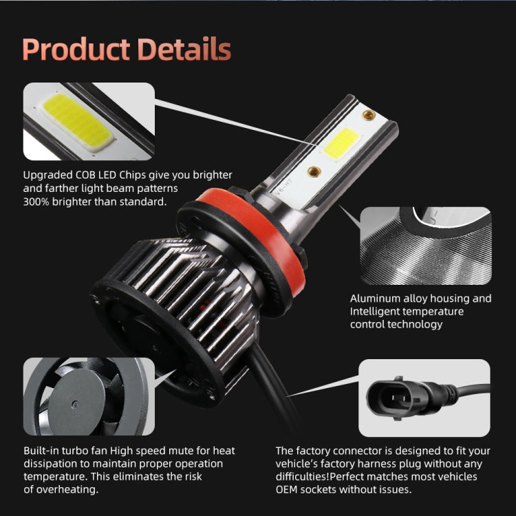 F2 H8 / H9 / H11 2 PCS DC9-36V / 25W / 6000K / 2500LM IP68 Waterproof Car LED Headlight(Cold White Light) - LED Headlamps by buy2fix | Online Shopping UK | buy2fix