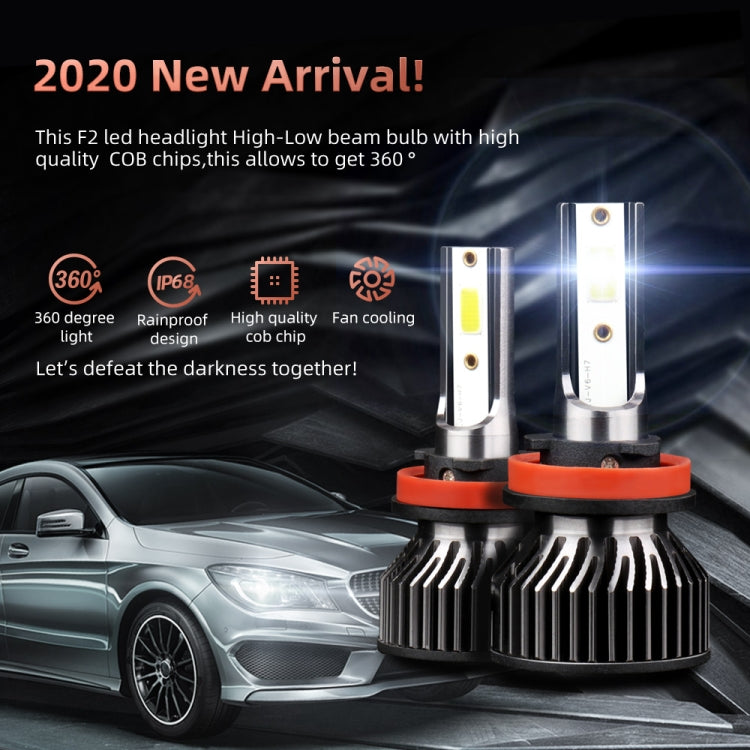 F2 H8 / H9 / H11 2 PCS DC9-36V / 25W / 6000K / 2500LM IP68 Waterproof Car LED Headlight(Cold White Light) - LED Headlamps by buy2fix | Online Shopping UK | buy2fix