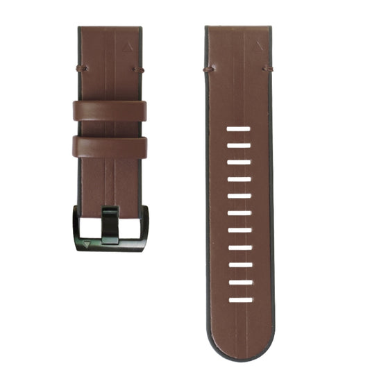 For Garmin Fenix 6X Silicone + Leather Quick Release Watch Band(Coffee) by buy2fix