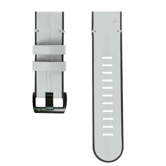 For Garmin Fenix 6X Silicone + Leather Quick Release Watch Band(Light Grey) by buy2fix