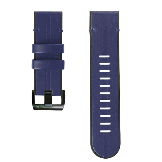 For Garmin Fenix 6X Silicone + Leather Quick Release Watch Band(Blue) by buy2fix