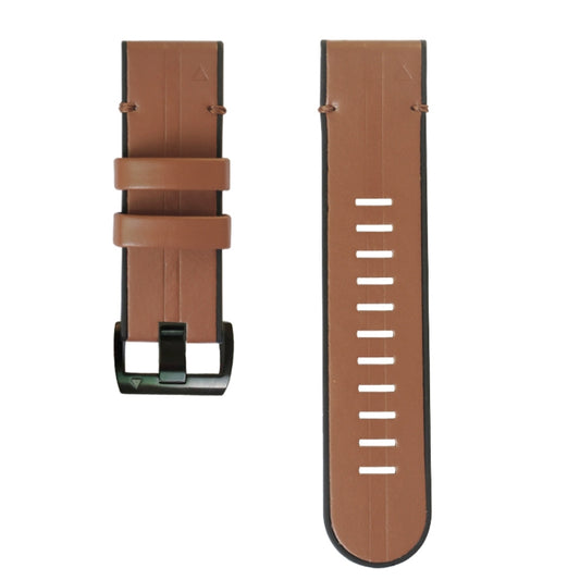 For Garmin Fenix 6X Silicone + Leather Quick Release Watch Band(Brown) by buy2fix