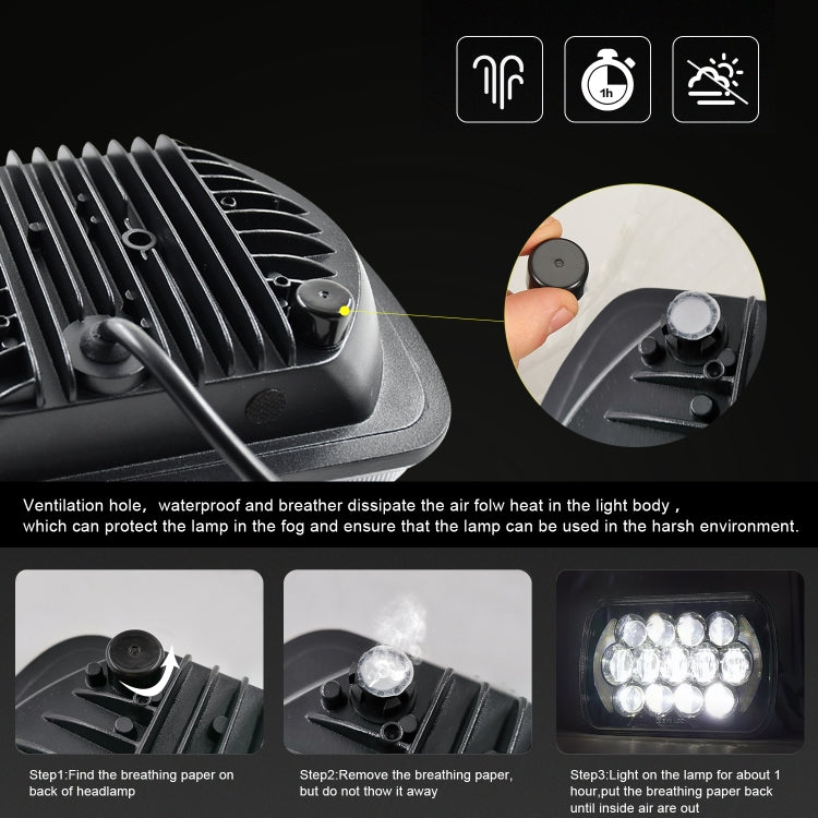 7 inch(5X7)/(7X6) H4 DC 9V-30V 30000LM 300W 8LEDs Car Square Shape LED Headlight Lamps for Jeep Wrangler - Work Lights by buy2fix | Online Shopping UK | buy2fix