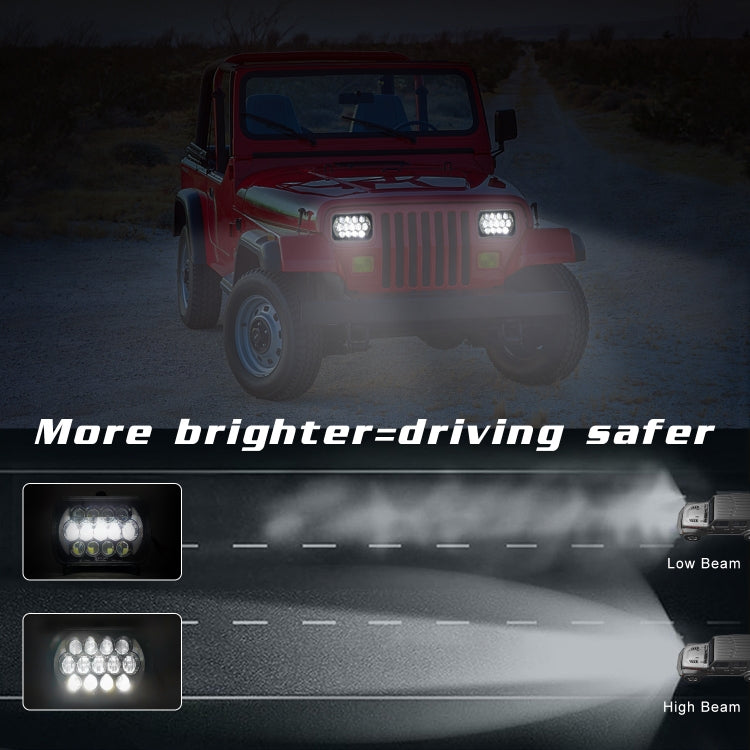 7 inch(5X7)/(7X6) H4 DC 9V-30V 30000LM 300W 8LEDs Car Square Shape LED Headlight Lamps for Jeep Wrangler - Work Lights by buy2fix | Online Shopping UK | buy2fix