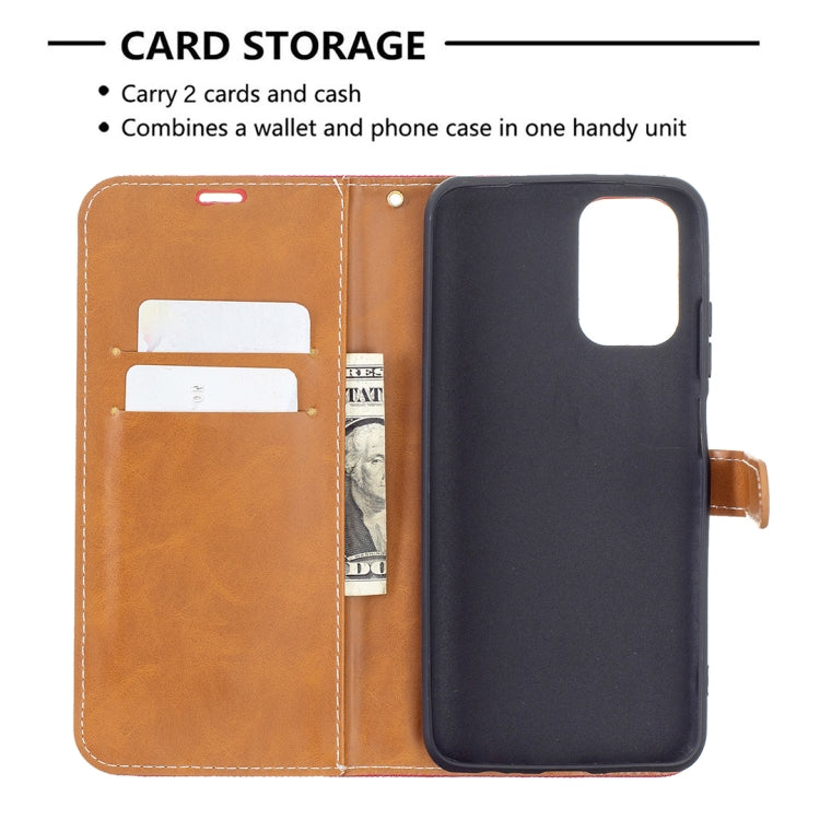 For Xiaomi Redmi Note 10 4G / Note 10S Color Matching Denim Texture Horizontal Flip Leather Case with Holder & Card Slots & Wallet & Lanyard(Red) - Xiaomi Cases by buy2fix | Online Shopping UK | buy2fix