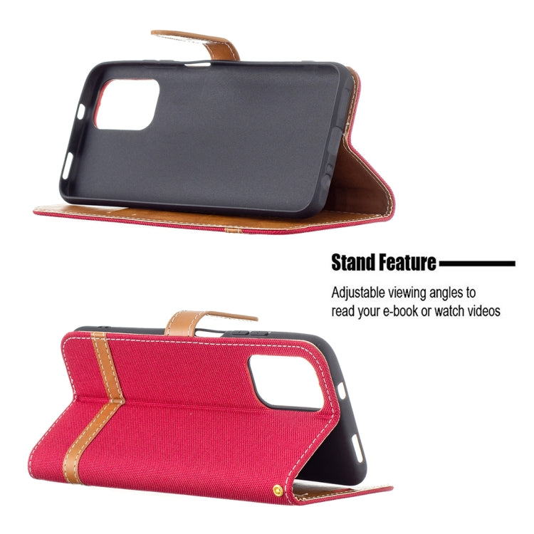 For Xiaomi Redmi Note 10 4G / Note 10S Color Matching Denim Texture Horizontal Flip Leather Case with Holder & Card Slots & Wallet & Lanyard(Red) - Xiaomi Cases by buy2fix | Online Shopping UK | buy2fix