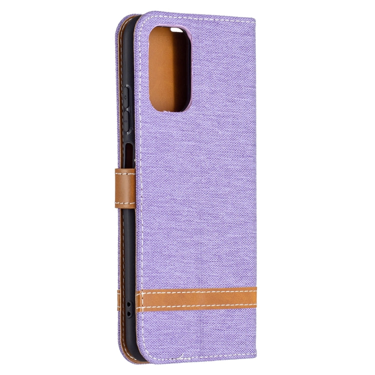 For Xiaomi Redmi Note 10 4G / Note 10S Color Matching Denim Texture Horizontal Flip Leather Case with Holder & Card Slots & Wallet & Lanyard(Purple) - Xiaomi Cases by buy2fix | Online Shopping UK | buy2fix