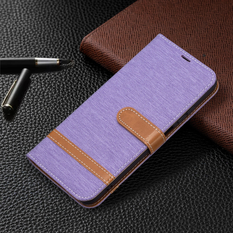 For Xiaomi Redmi Note 10 4G / Note 10S Color Matching Denim Texture Horizontal Flip Leather Case with Holder & Card Slots & Wallet & Lanyard(Purple) - Xiaomi Cases by buy2fix | Online Shopping UK | buy2fix