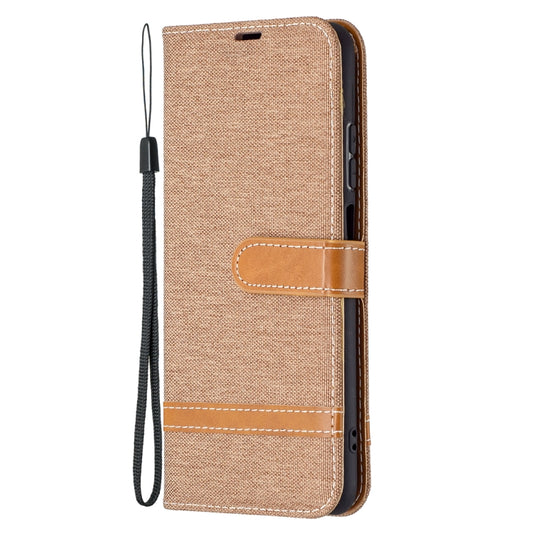 For Xiaomi Redmi Note 10 4G / Note 10S Color Matching Denim Texture Horizontal Flip Leather Case with Holder & Card Slots & Wallet & Lanyard(Brown) by buy2fix