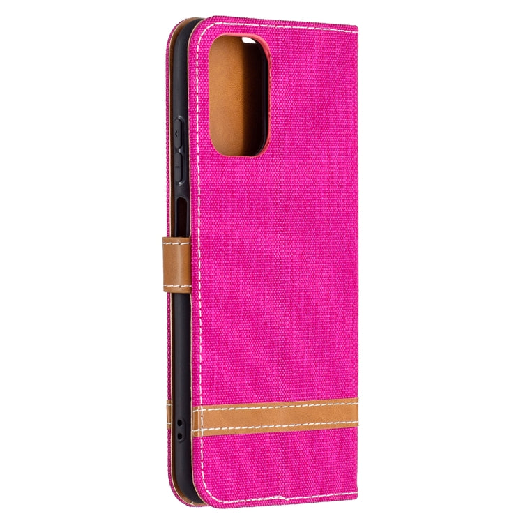 For Xiaomi Redmi Note 10 4G / Note 10S Color Matching Denim Texture Horizontal Flip Leather Case with Holder & Card Slots & Wallet & Lanyard(Rose Red) - Xiaomi Cases by buy2fix | Online Shopping UK | buy2fix