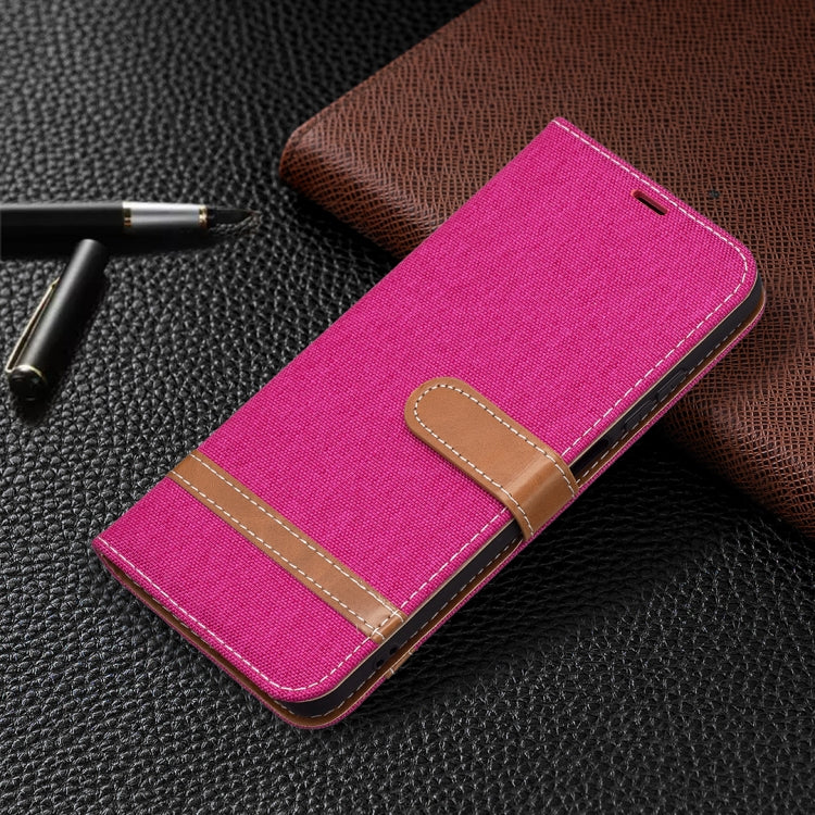 For Xiaomi Redmi Note 10 4G / Note 10S Color Matching Denim Texture Horizontal Flip Leather Case with Holder & Card Slots & Wallet & Lanyard(Rose Red) - Xiaomi Cases by buy2fix | Online Shopping UK | buy2fix