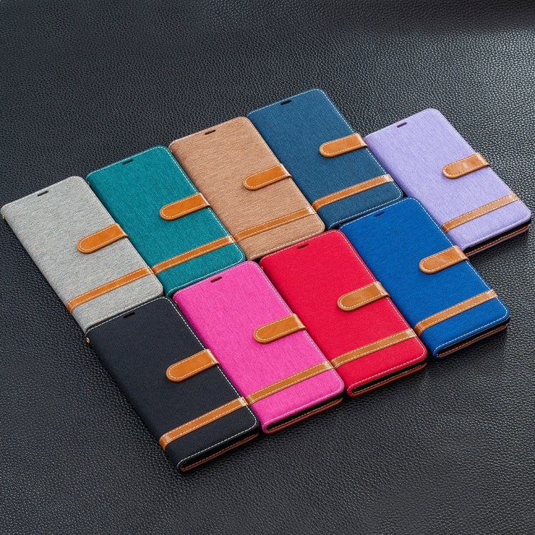 For Xiaomi Redmi Note 10 4G / Note 10S Color Matching Denim Texture Horizontal Flip Leather Case with Holder & Card Slots & Wallet & Lanyard(Red) by buy2fix