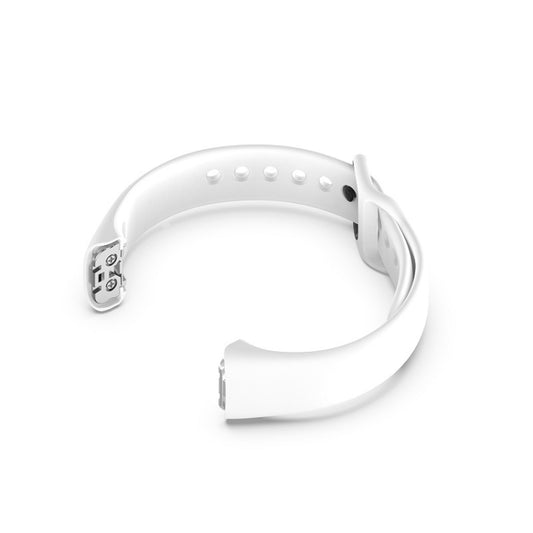 For Samsung Galaxy Fit SM-R370 Silicone Steel Shrapnel Black Buckle Watch Band(White) by buy2fix