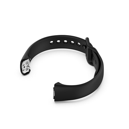 For Samsung Galaxy Fit SM-R370 Silicone Steel Shrapnel Black Buckle Watch Band(Black) by buy2fix