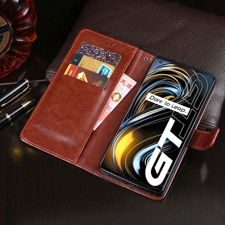 For OPPO Realme GT 5G idewei Crazy Horse Texture Horizontal Flip Leather Case with Holder & Card Slots & Wallet(Blue) by idewei