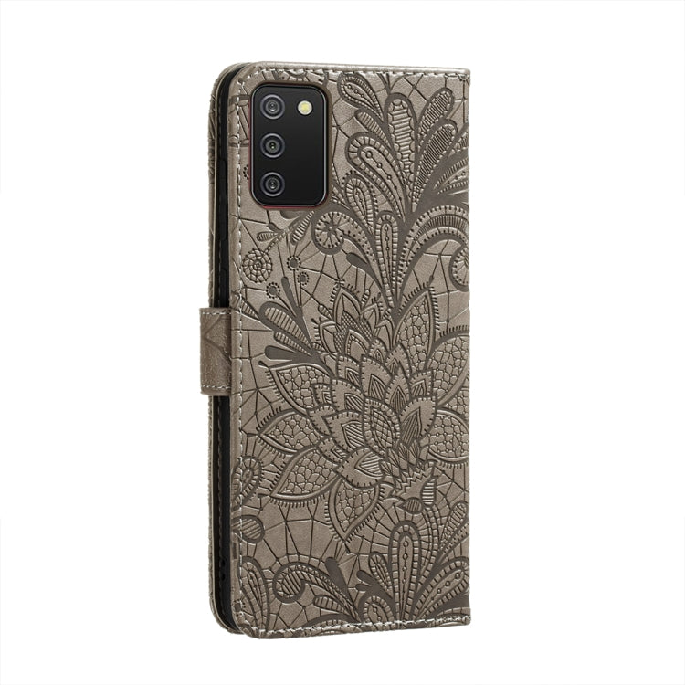 For Xiaomi Redmi 9T / Poco M3 Lace Flower Embossing Pattern Horizontal Flip Leather Case with Holder & Card Slots & Wallet & Photo Frame(Grey) - Xiaomi Cases by buy2fix | Online Shopping UK | buy2fix