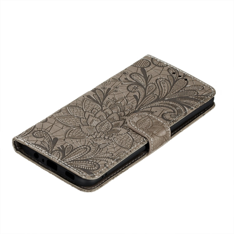 For Xiaomi Redmi 9T / Poco M3 Lace Flower Embossing Pattern Horizontal Flip Leather Case with Holder & Card Slots & Wallet & Photo Frame(Grey) - Xiaomi Cases by buy2fix | Online Shopping UK | buy2fix