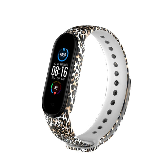 For Xiaomi Mi Band 6 (CA8856) Colored Drawing Silicone Watch Band(Yellow Leopard) by buy2fix