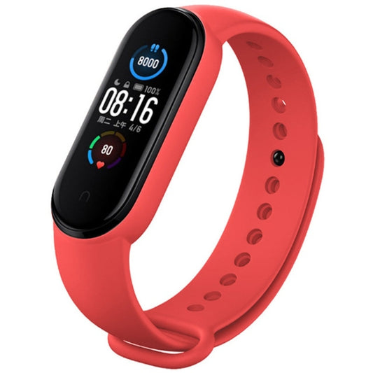 For Xiaomi Mi Band 6 (CA8856) Solid Color Silicone Watch Band(Orange Red) by buy2fix