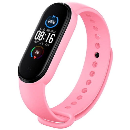 For Xiaomi Mi Band 6 (CA8856) Solid Color Silicone Watch Band(Pink) by buy2fix