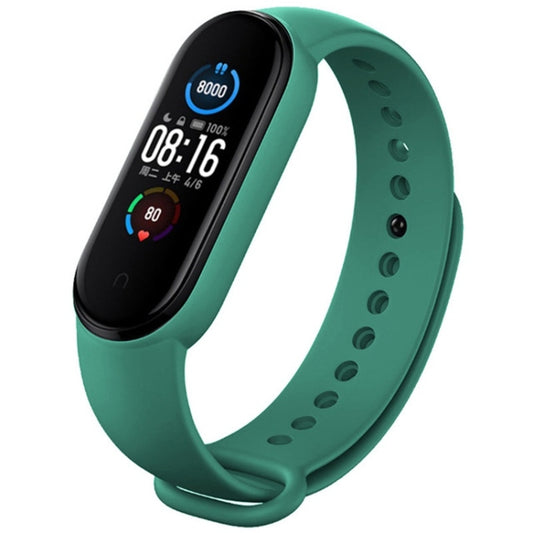 For Xiaomi Mi Band 6 (CA8856) Solid Color Silicone Watch Band(Dark Green) by buy2fix