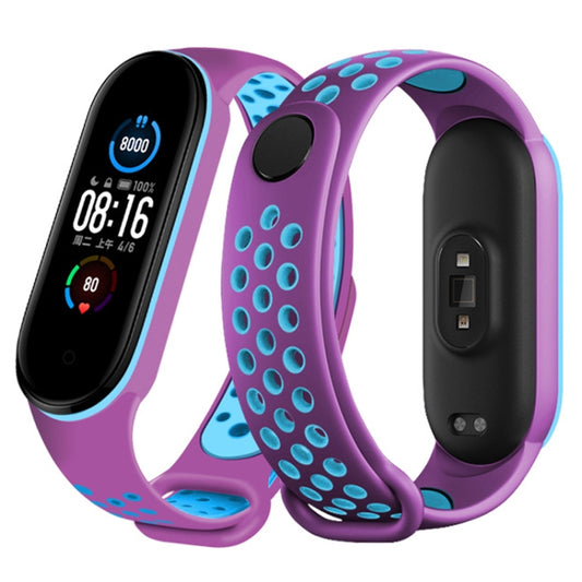 For Xiaomi Mi Band 6 (CA8856) Breathable Silicone Watch Band with Holes(Purple+Blue) by buy2fix