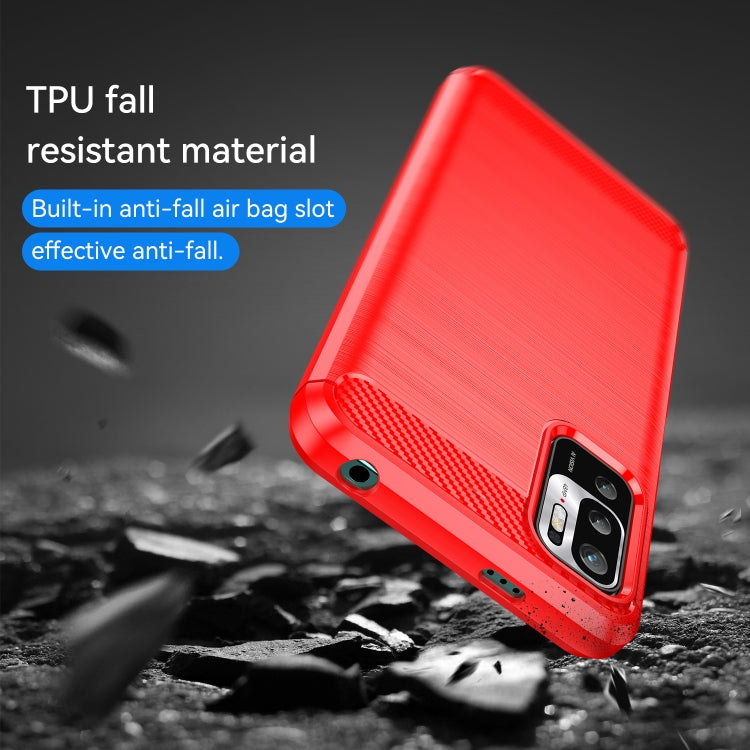 For Xiaomi Redmi Note 10 5G Brushed Texture Carbon Fiber TPU Case(Red) - Xiaomi Cases by buy2fix | Online Shopping UK | buy2fix