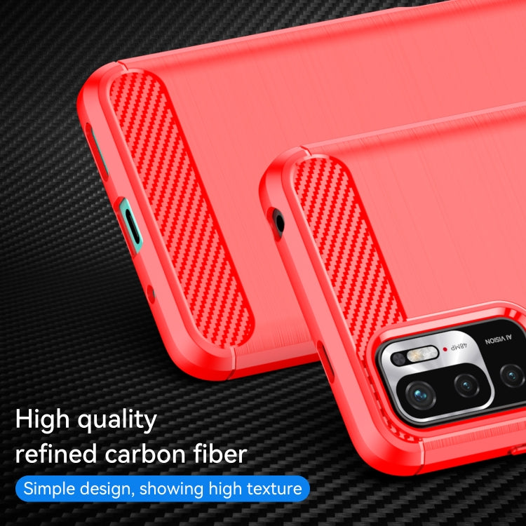 For Xiaomi Redmi Note 10 5G Brushed Texture Carbon Fiber TPU Case(Red) - Xiaomi Cases by buy2fix | Online Shopping UK | buy2fix