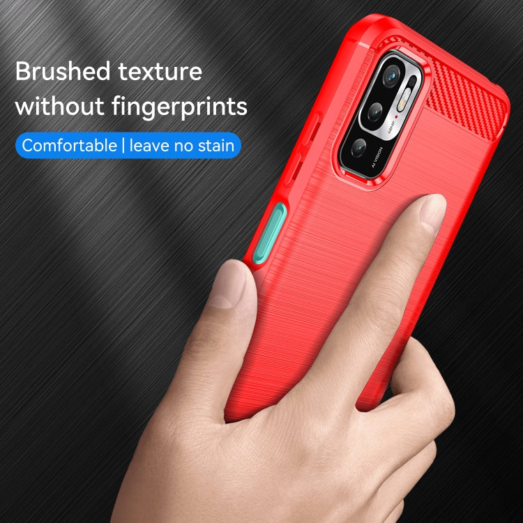 For Xiaomi Redmi Note 10 5G Brushed Texture Carbon Fiber TPU Case(Red) - Xiaomi Cases by buy2fix | Online Shopping UK | buy2fix