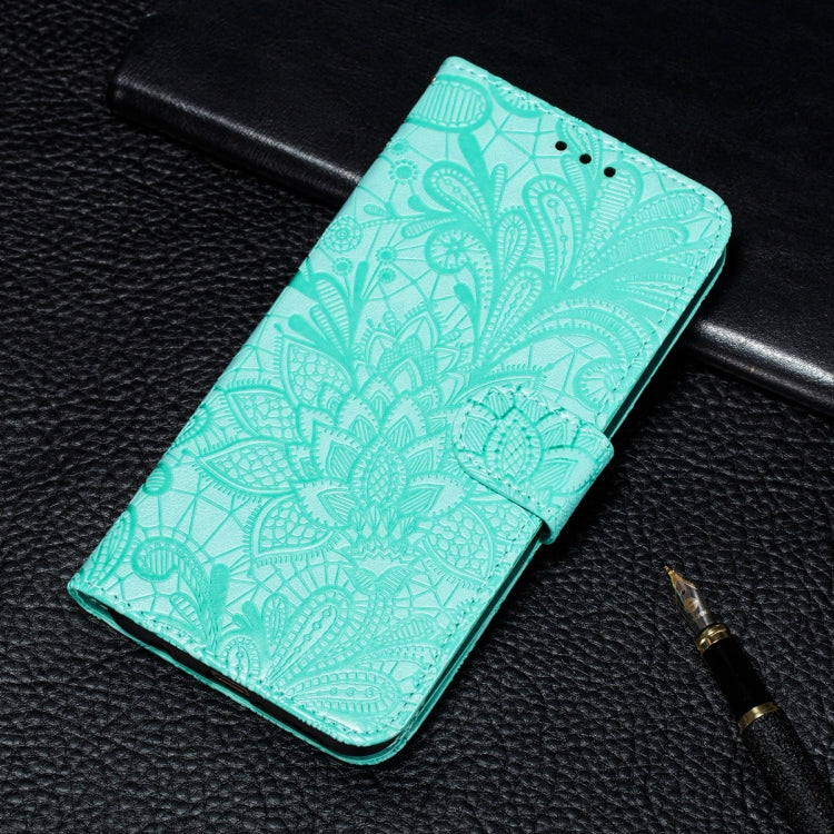 For Motorola Moto G30 Lace Flower Embossing Pattern Horizontal Flip Leather Case with Holder & Card Slots & Wallet & Photo Frame(Green) by buy2fix