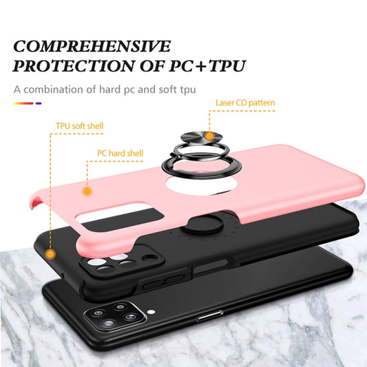 For Samsung Galaxy A12 5G PC + TPU Shockproof Magnetic Protective Case with Invisible Ring Holder(Rose Gold) by buy2fix