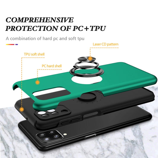 For Samsung Galaxy A12 5G PC + TPU Shockproof Magnetic Protective Case with Invisible Ring Holder(Dark Green) by buy2fix