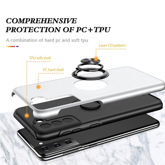 For Samsung Galaxy S21 5G PC + TPU Shockproof Magnetic Protective Case with Invisible Ring Holder(Silver) by buy2fix