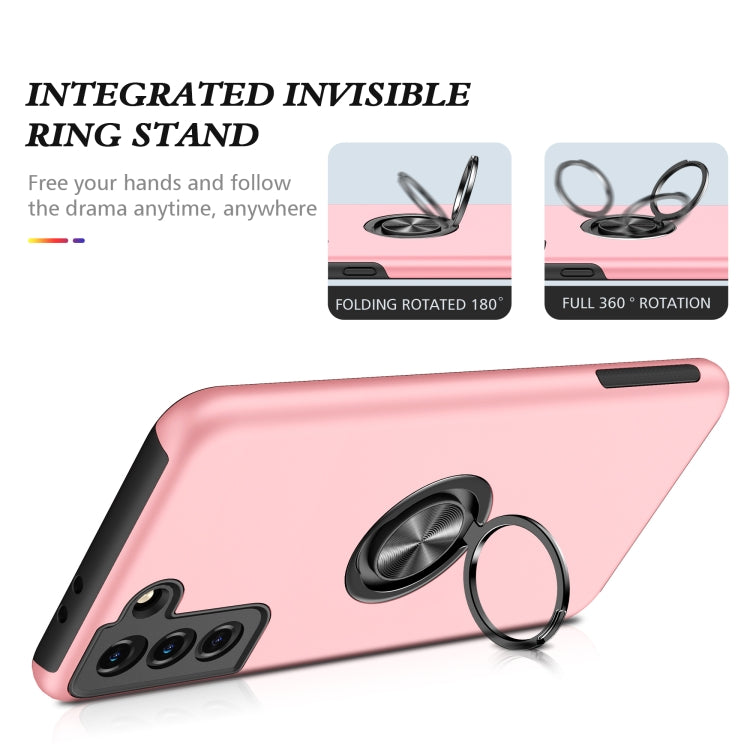 For Samsung Galaxy S21+ 5G PC + TPU Shockproof Magnetic Protective Case with Invisible Ring Holder(Rose Gold) - Galaxy S21+ 5G Cases by buy2fix | Online Shopping UK | buy2fix