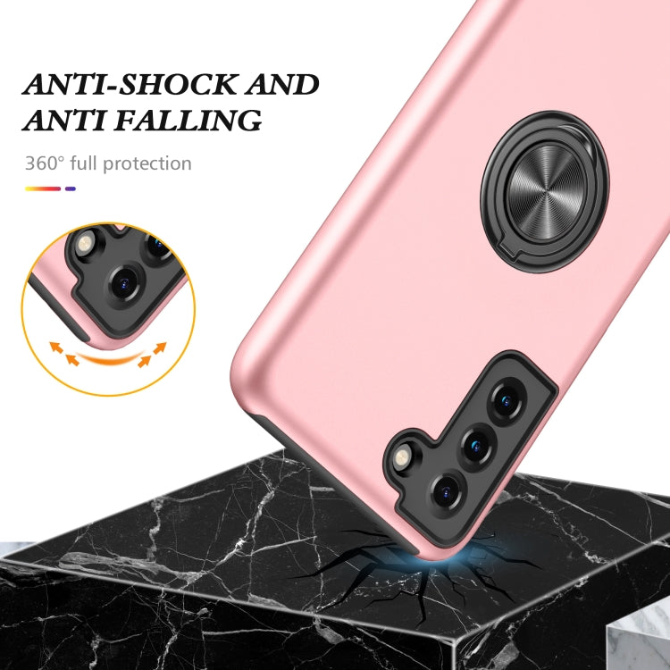 For Samsung Galaxy S21+ 5G PC + TPU Shockproof Magnetic Protective Case with Invisible Ring Holder(Rose Gold) - Galaxy S21+ 5G Cases by buy2fix | Online Shopping UK | buy2fix